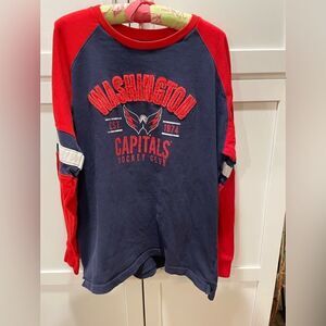 Washington Capitals Sweatshirt Red Blue Crew Neck Retro Cotton NHL Men’s Sz L